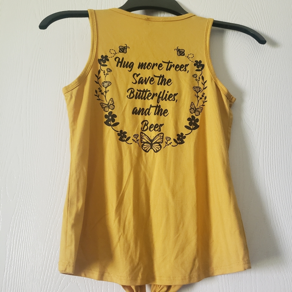Lily Bleu Girls Size M 10/12 Yellow Sleeveless Top with Bee Quote
